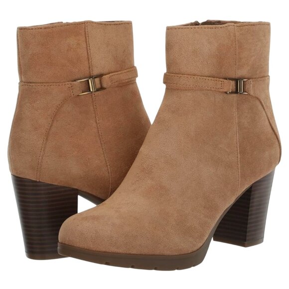 NIB Anne Klein Ankle Boots  Suede Ankle Bootie With Side Zip & Block Heel Size 7 - Picture 1 of 6